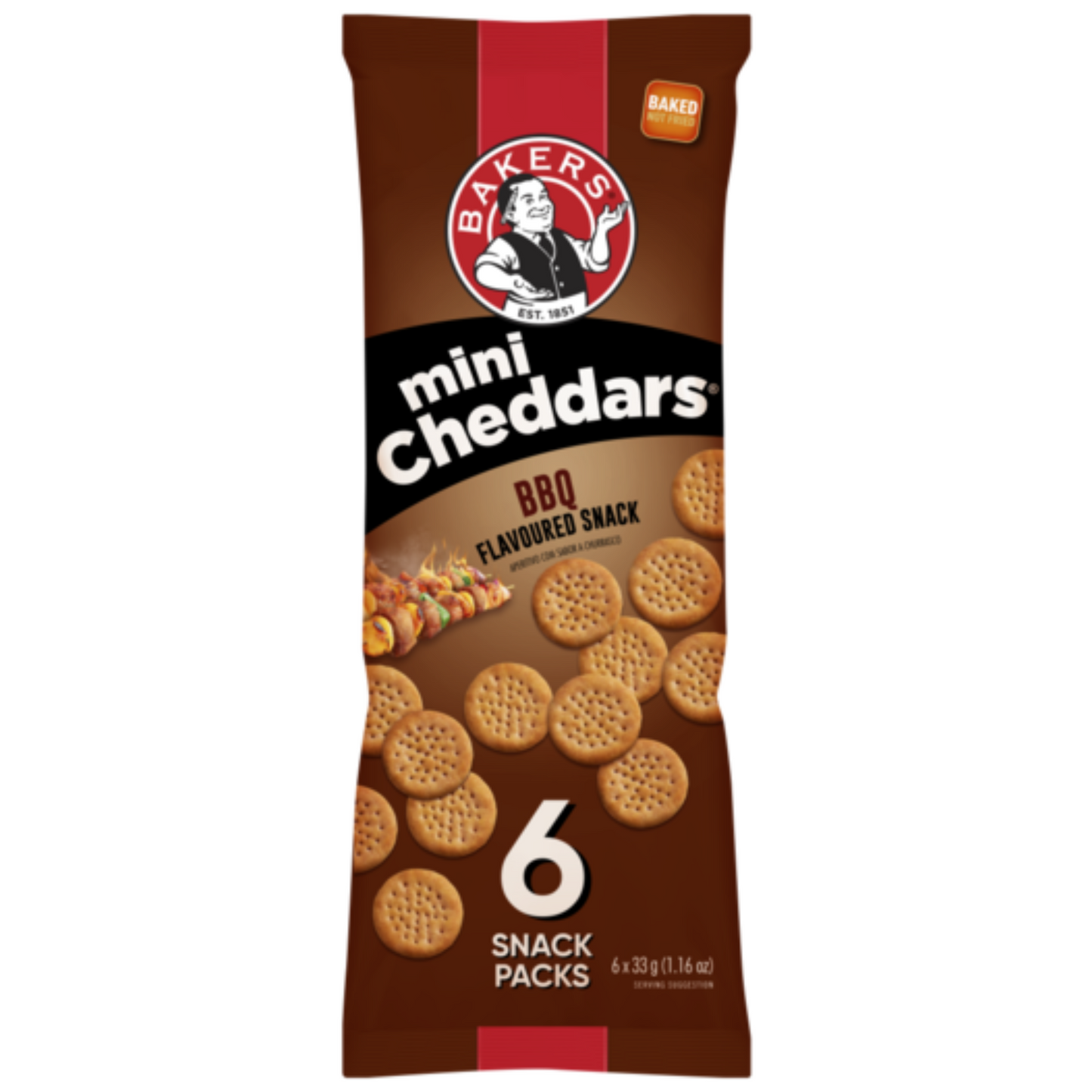 Bakers Mini Cheddars BBQ (33g x 6 pack)