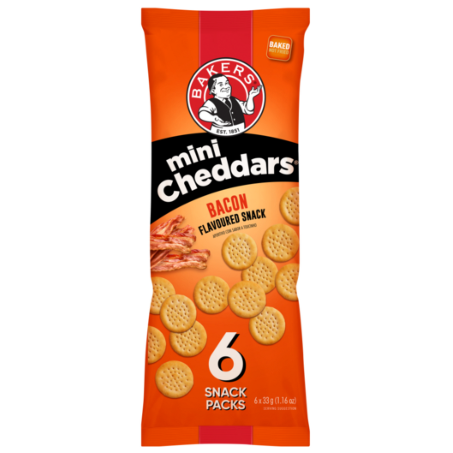Bakers Mini Cheddars Bacon (33g x 6 pack)