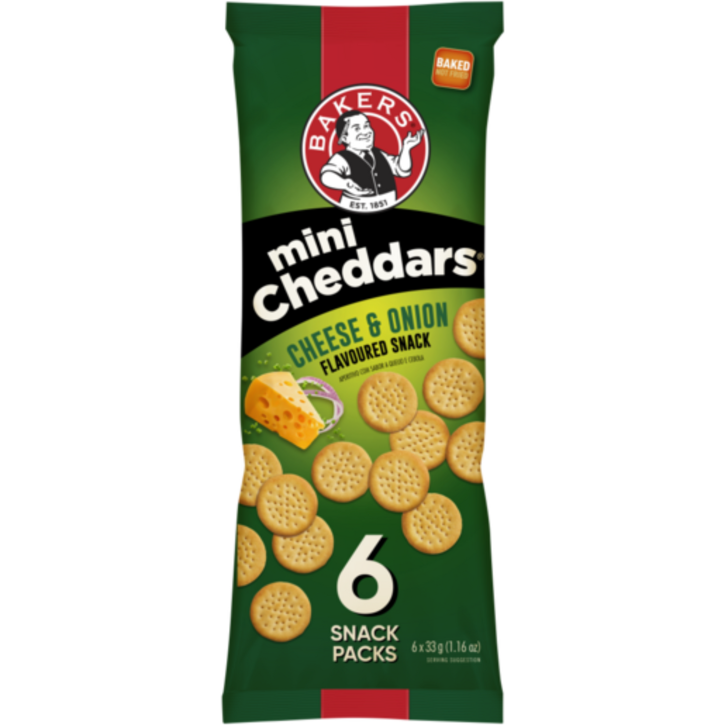 Bakers Mini Cheddars Cheese & Onion (33g x 6 pack)