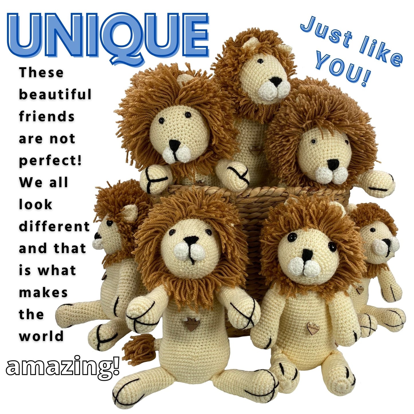 Lion - Handmade in South Africa by the ladies from Rare Bears Charity