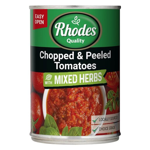 Rhodes - Chopped & Peeled Tomatoes with Mixed Herbs, 400g – Fresh Flavor, Ready to Use
