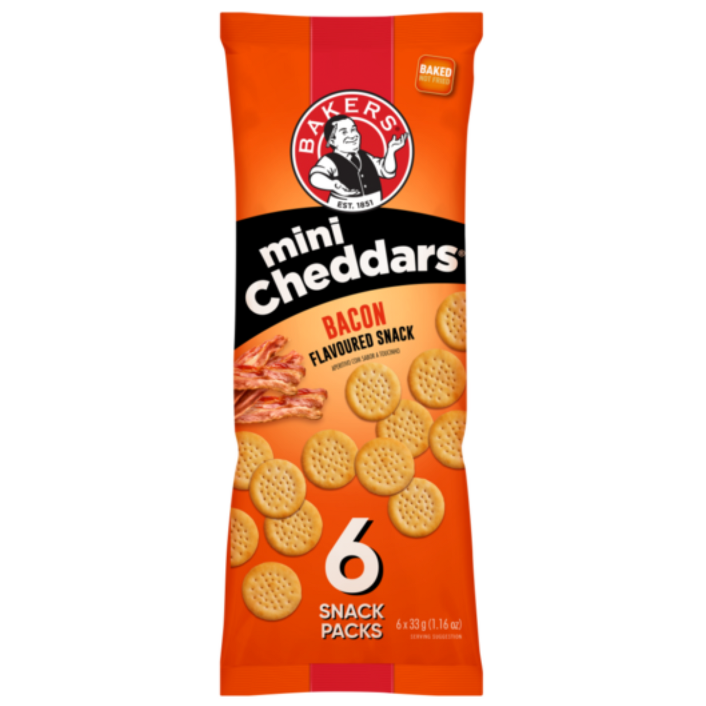 Bakers Mini Cheddars Bacon Flavour 6 pack