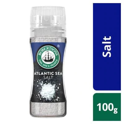 Robertsons Atlantic Sea Salt Grinder, 100g - Pure, Natural Taste to Every Dish!