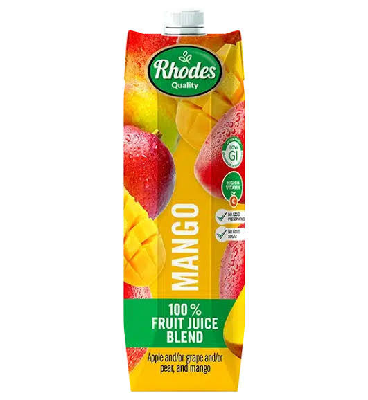 Rhodes Quality 100% Mango Juice 1 L – Tropical & Smooth South African Mango Juice (Available in Canada)