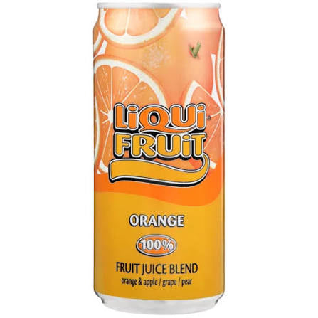 Liqui Fruit 100% Fruit Blend Orange Flavored Juice Can, 300ml – Pure Orange Refreshment