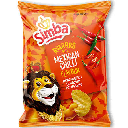 Simba Mexican Chilli Flavoured Potato Chips, 120g - The Ultimate Spicy and Bold Snack