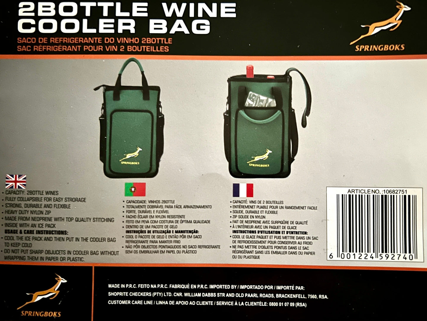 Springbok 2 Bottle Wine Cooler Bag