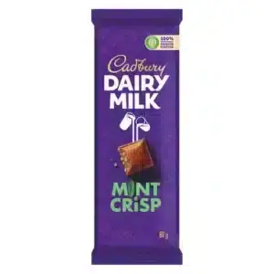 80g Cadbury Mint Crisp Chocolate bar, a minty South African classic available in Canada from The South African Shop