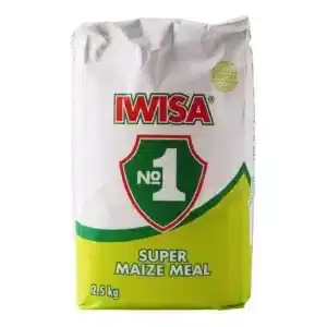 2.5kg Bag of Iwisa Maize Meal, perfect for traditional South African dishes, available in Canada from The South African Shop