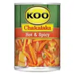 410g KOO Chakalaka Hot can, a spicy South African vegetable relish, available in Canada from The South African Shop