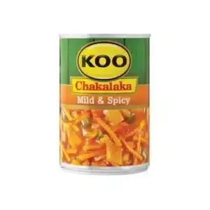 410g KOO Chakalaka Mild can, South Africa’s classic vegetable relish, available in Canada from The South African Shop