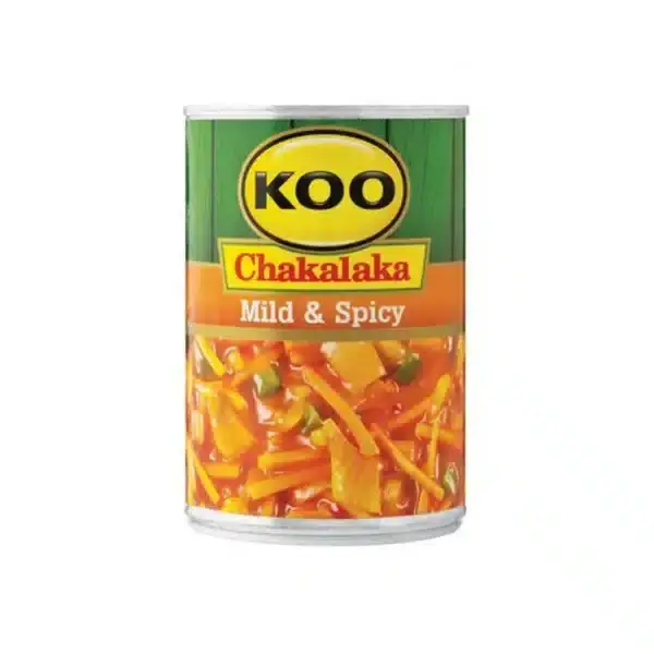 410g KOO Chakalaka Mild can, South Africa’s classic vegetable relish, available in Canada from The South African Shop