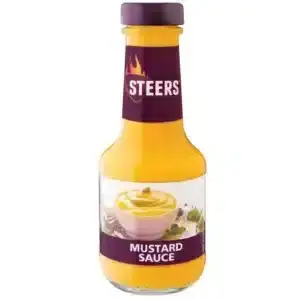 375ml Bottle of Steers Mustard Sauce, a tangy South African favorite, now available in Canada from The South African Shop