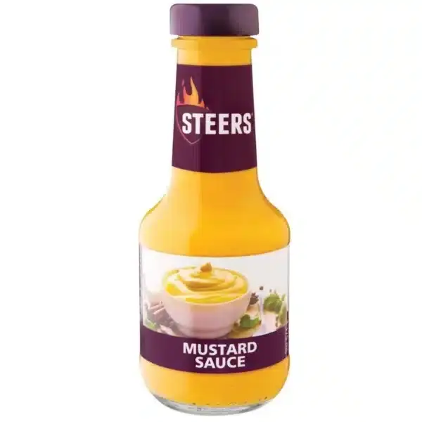 375ml Bottle of Steers Mustard Sauce, a tangy South African favorite, now available in Canada from The South African Shop