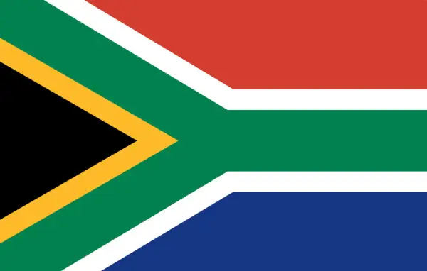 A crisp, high-resolution image of the South African flag, printed on a vinyl sticker.
