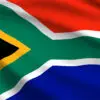 A close-up digital rendering of the South African flag with a fabric-like waving effect, creating a bold and dynamic look.